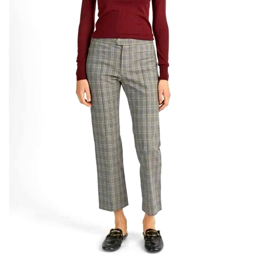 Isabel Marant 10 Nerys $390 Plaid Trousers Cropped Stretch Pants Gray 42 NWT!